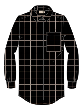 A Moi Copenhagen L/S shirt Black w. camel squared lines